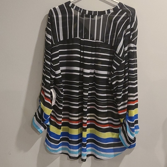 NWT A.N.A sheer black striped blouse - Picture 6 of 7